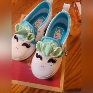 🦄Vans Classic Off The Wall Aqua Unicorn Missy girls Sneaker Slip On Shoes 7.5